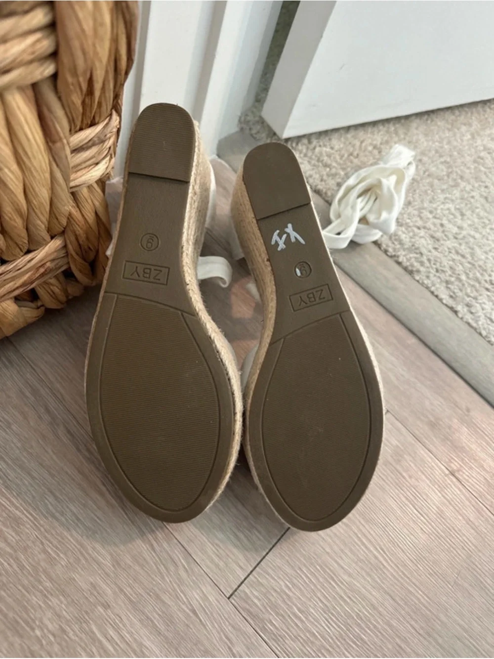 Women’s Cream Espadrille Platform Wedges with Ankle Tie